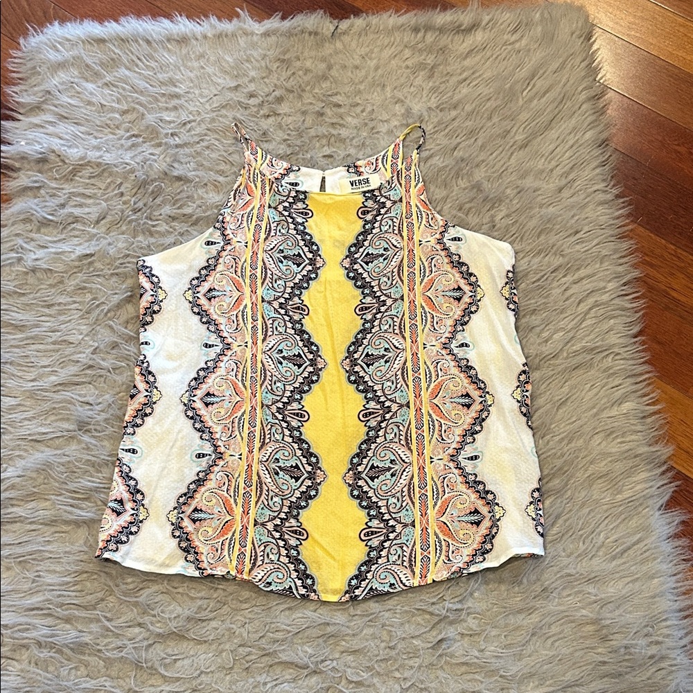 Verse Boho Paisley Rayon Multicolor‎ Patterned Tank Top